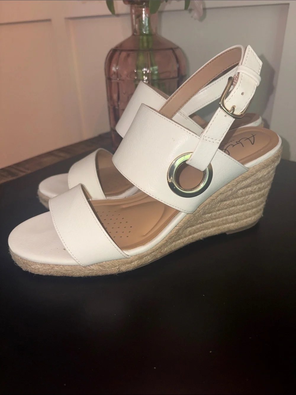 Abella White Espadrille Rope Wedge Sandals